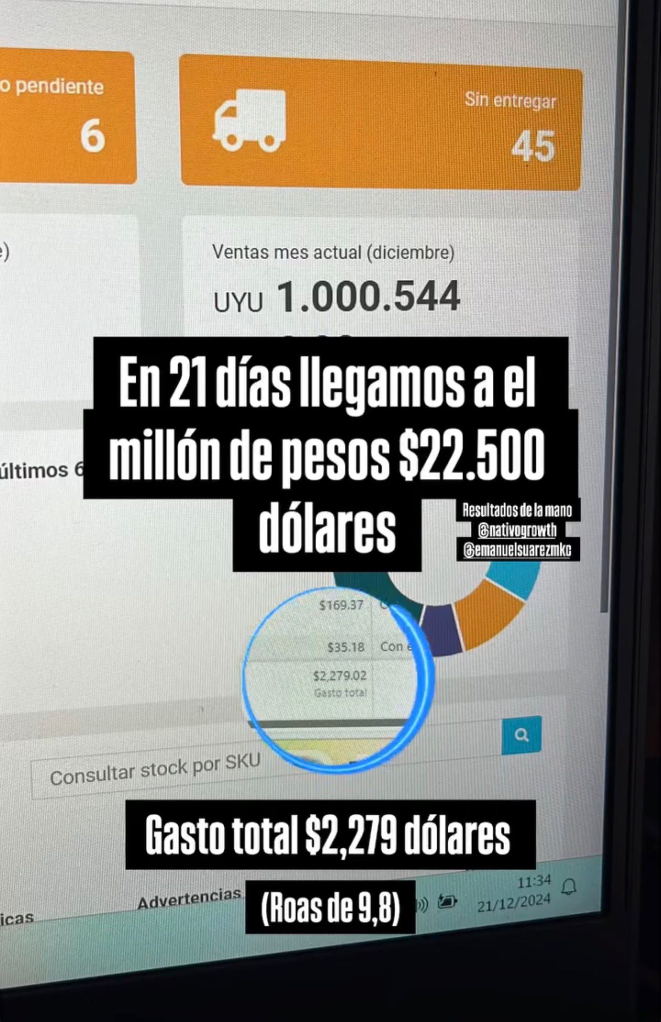 Cliente cosmética: un millón de pesos en 21 días