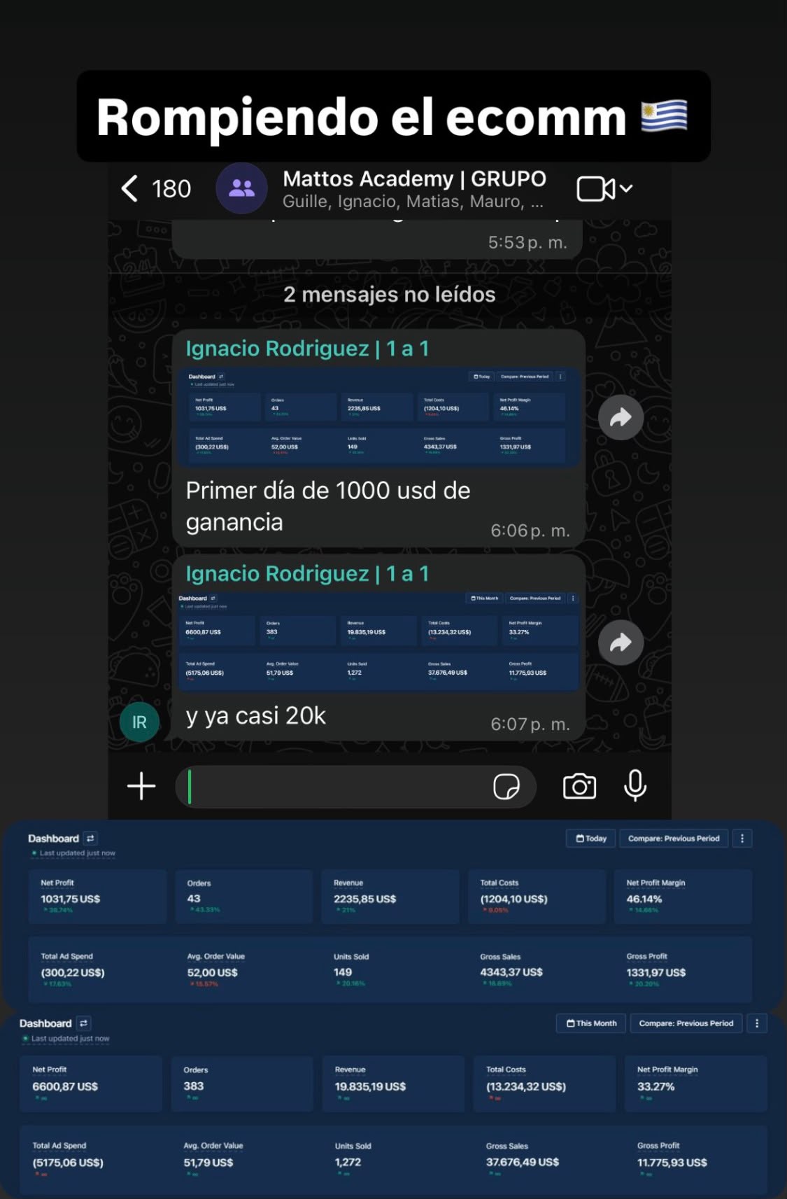 Ignacio: primer día de 1000 usd de ganancia