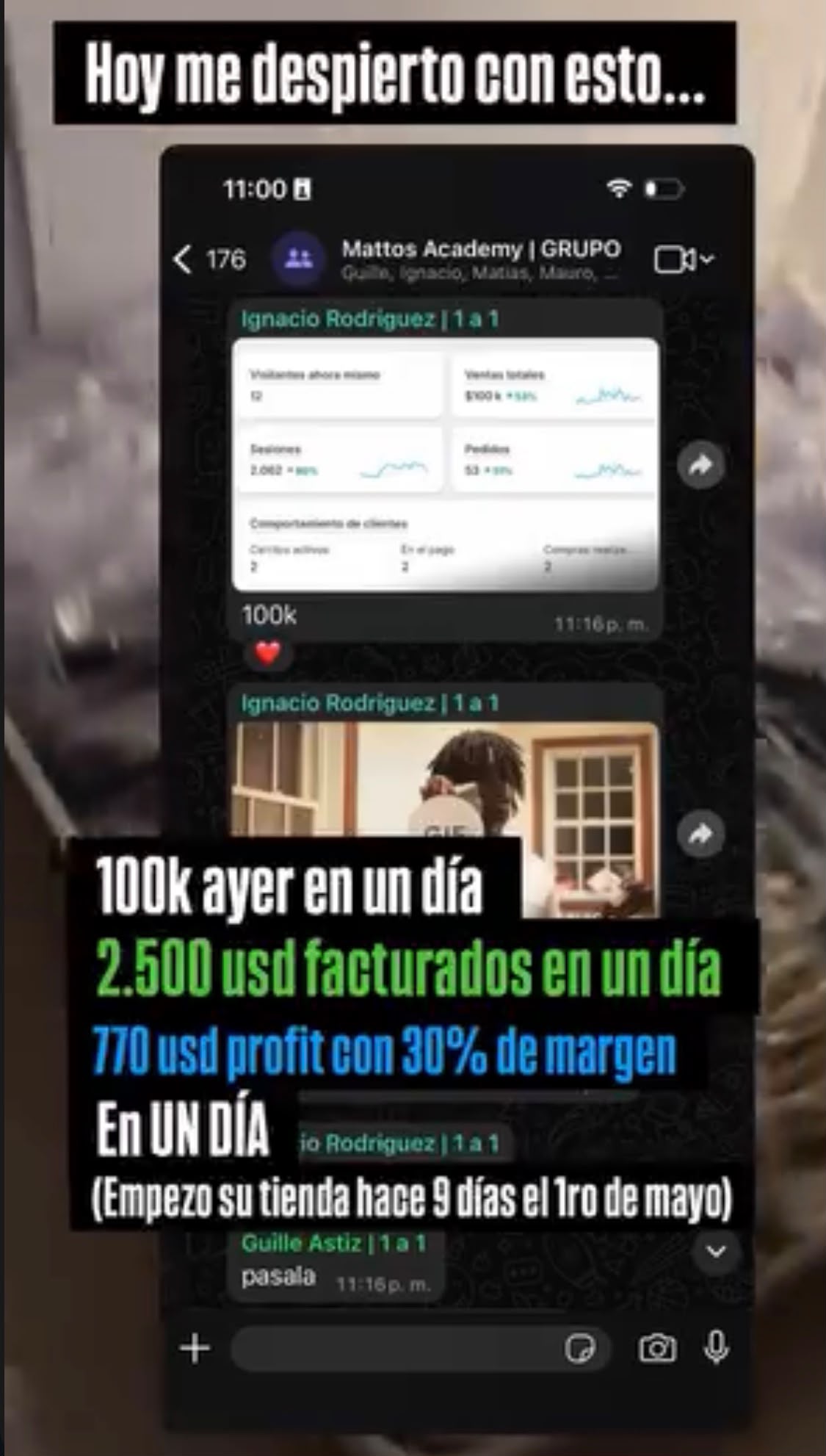 Ignacio: 2.500 usd facturados en un día