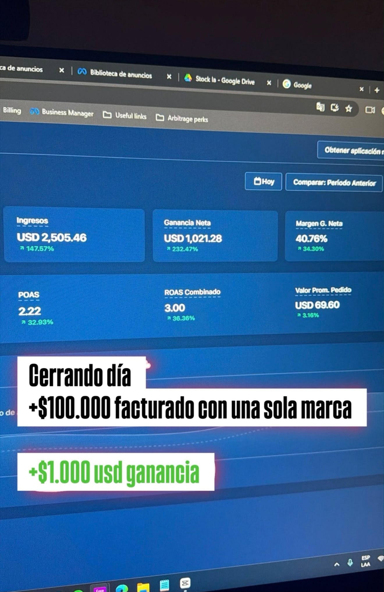 Cerrando un día con más de 100.000 facturado