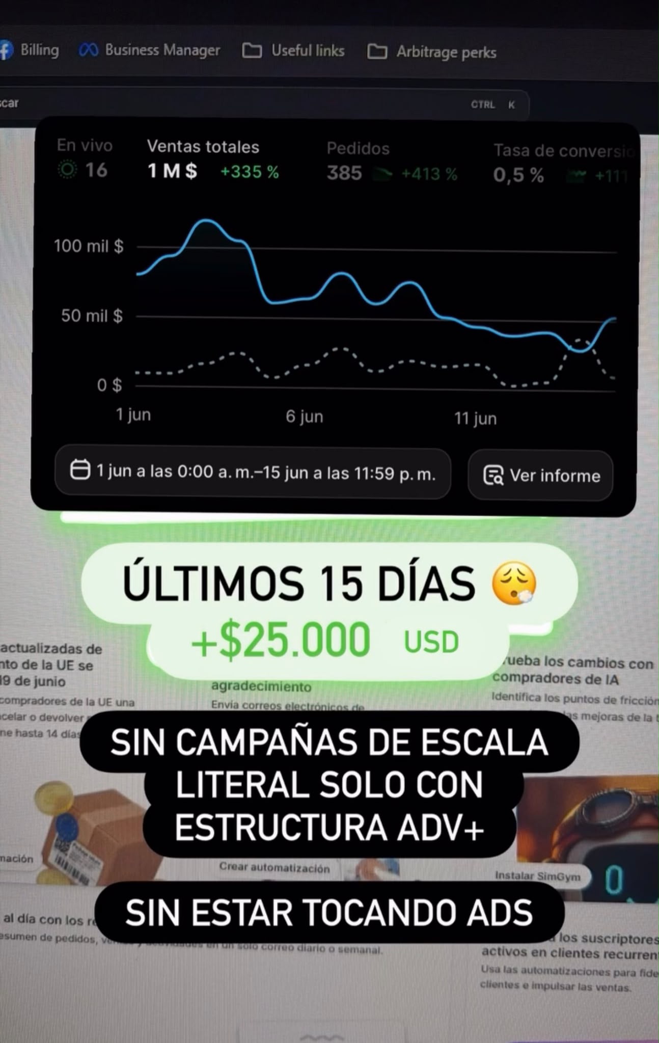 15 días con más de 25.000 dólares