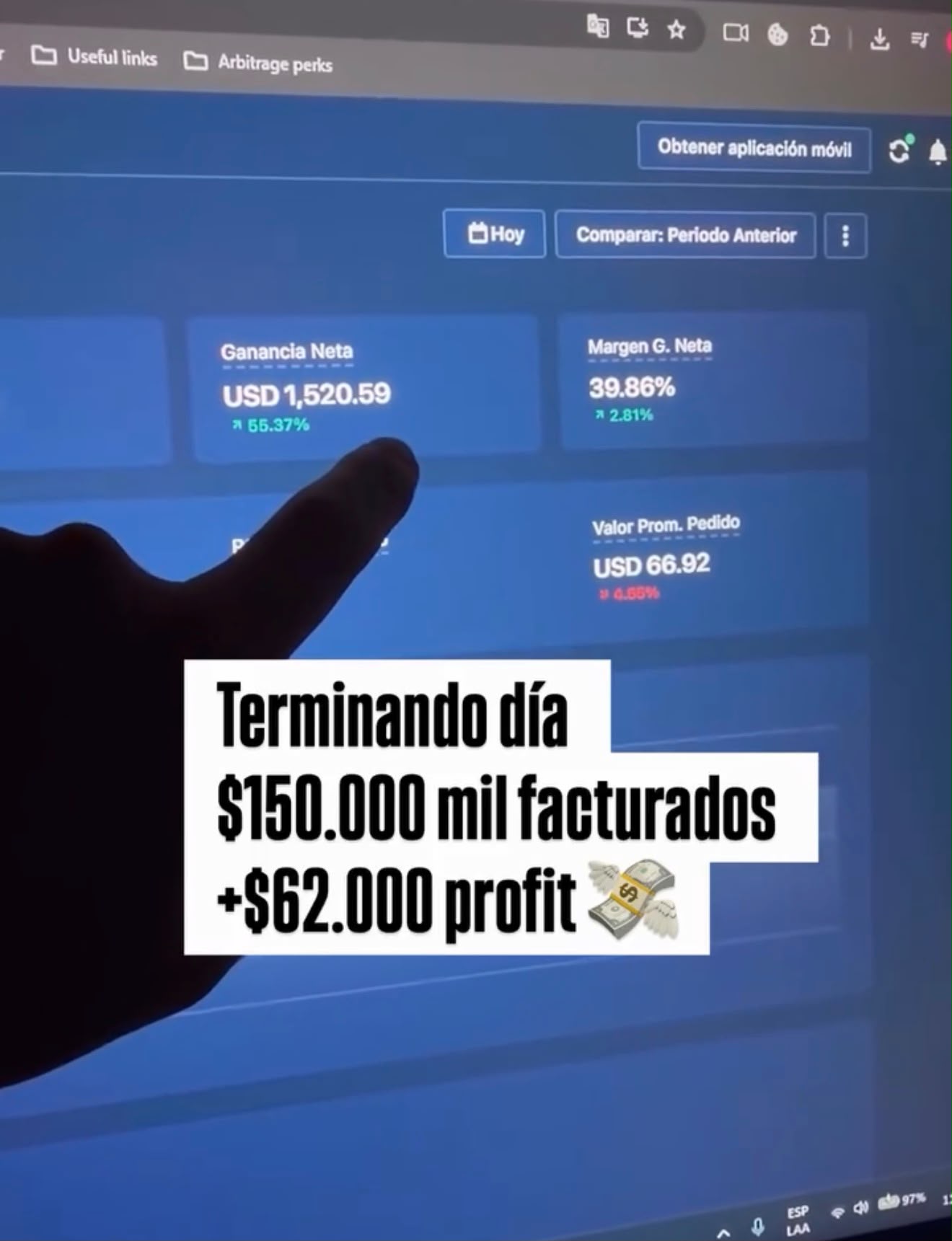 Día de 150.000 facturados y 62.000 de profit